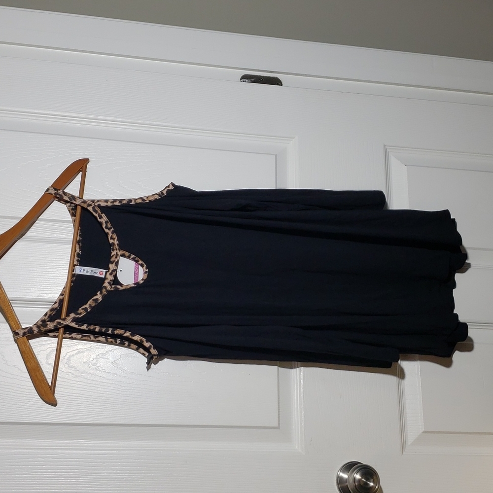 P & Rose Leopard and black Cold Shoulder Top